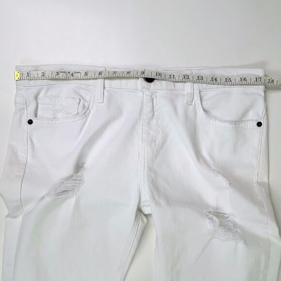 Current Elliott Cropped Straight Sugar Destroy White Jeans Released Hem Denim 29 - Picture 10 of 15